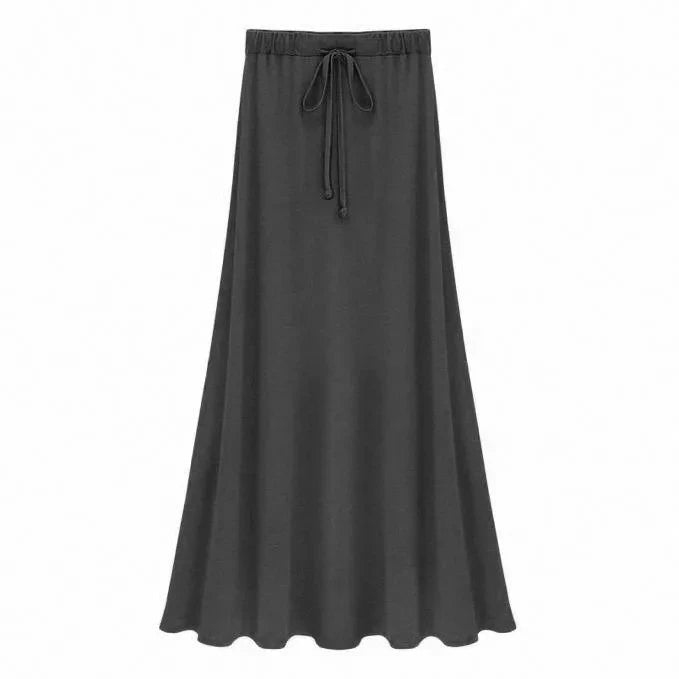 New Bla A-Line Midi Skirt Elastic Waist Large Hem Women's Spring Autumn Long Skirt High Waist Pure Color Versatile Sle