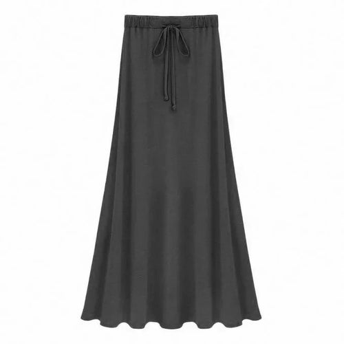 New Bla A-Line Midi Skirt Elastic Waist Large Hem Women's Spring Autumn Long Skirt High Waist Pure Color Versatile Sle